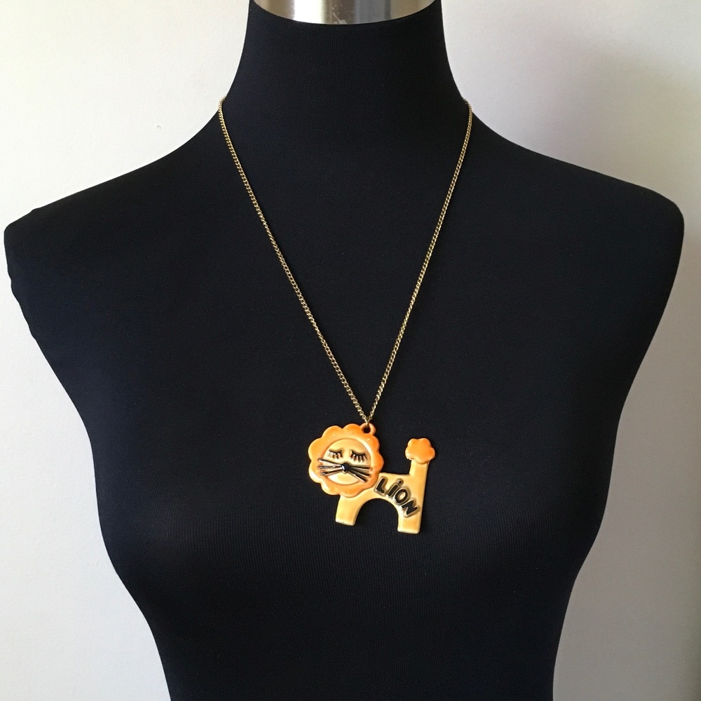 Vintage, whimsical lion necklace